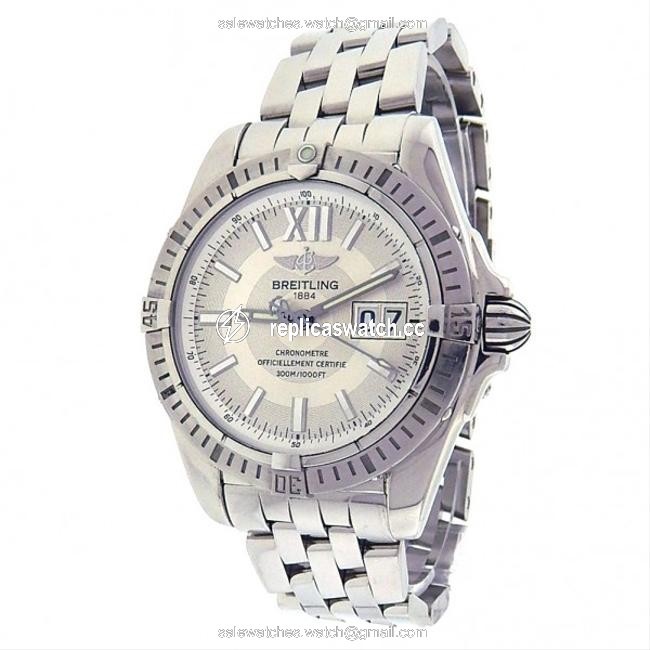 Breitling Silver Windrider Cockpit A49350 Stainless Steel Big Date Watch Breitling Silver Windrider Cockpit A49350 Stainless Steel Big Date Watch