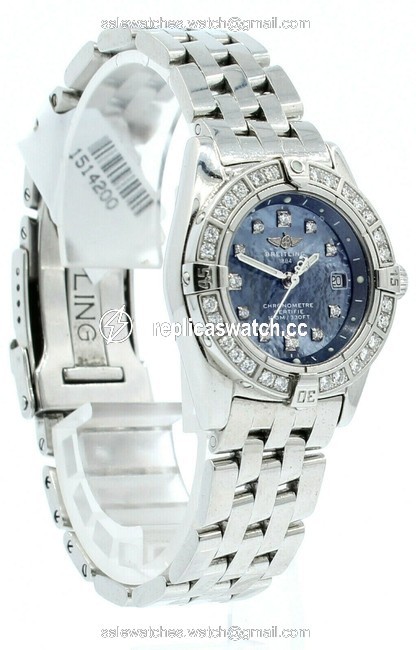 Breitling Stainless Steel / Diamonds Callisto Quartz Blue Mop Dial & Dia Bezel Watch Breitling Stainless Steel / Diamonds Callisto Quartz Blue Mop Dial & Dia Bezel Watch