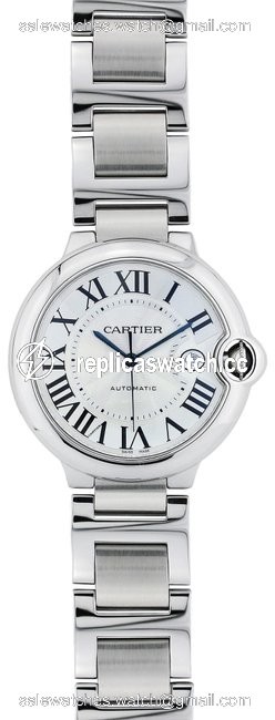 Cartier Silver Ballon Bleu Stainless Steel Large Size Stainless Steel Watch Cartier Silver Ballon Bleu Stainless Steel Large Size Stainless Steel Watch