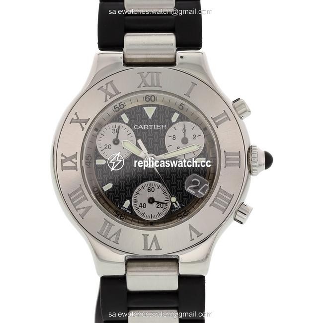 Cartier Black W10198u2 Chronoscaph 21 38mm Dial 860rl557 Watch Cartier Black W10198u2 Chronoscaph 21 38mm Dial 860rl557 Watch