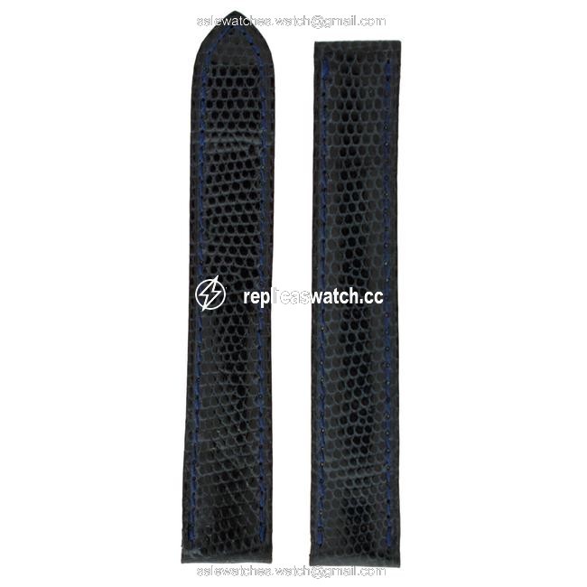Cartier Dark Navy Blue 15mm X 14mm Lizard Leather Deployment Strap Watch Cartier Dark Navy Blue 15mm X 14mm Lizard Leather Deployment Strap Watch