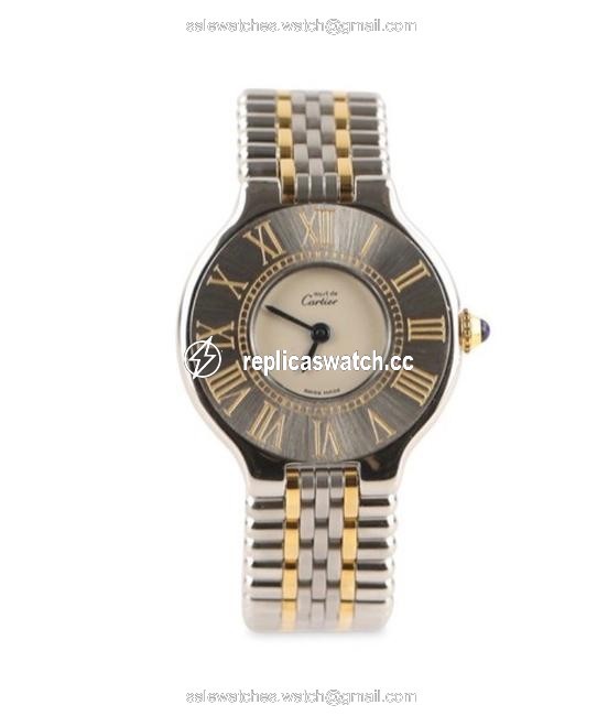 Cartier Silver Must 21 Bullet Two Tone Watch Cartier Silver Must 21 Bullet Two Tone Watch