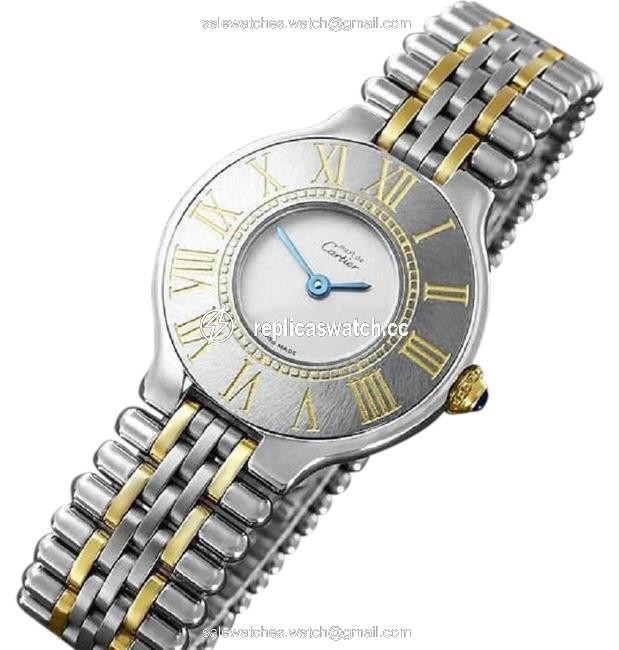 Cartier Light Silver Cartier?must De 21c Ladies Stainless Steel & 18k Gold Watch Cartier Light Silver Cartier?must De 21c Ladies Stainless Steel & 18k Gold Watch
