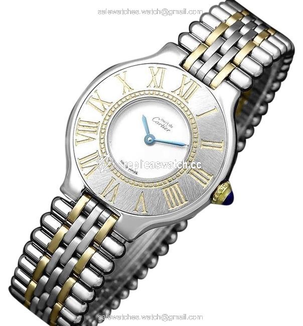Cartier Light Silver Cartier?must De 21c Ladies Stainless Steel and 18k Gold Watch Cartier Light Silver Cartier?must De 21c Ladies Stainless Steel and 18k Gold Watch