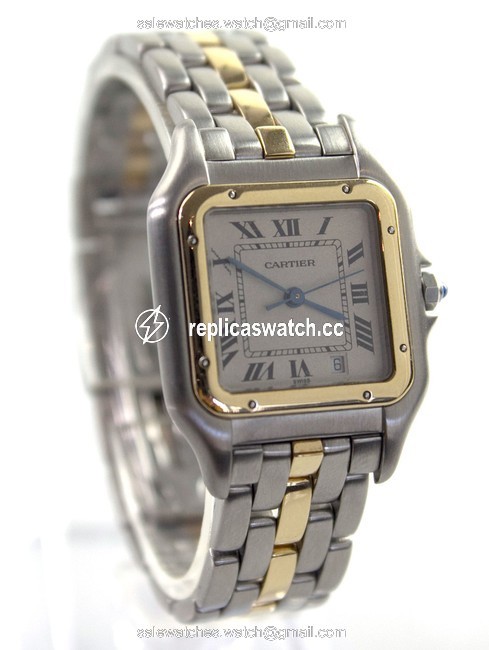 Cartier Yellow Gold and Steel Panthere Midsize 1 Row 18k Gold/Ss 27mm Watch Cartier Yellow Gold and Steel Panthere Midsize 1 Row 18k Gold/Ss 27mm Watch