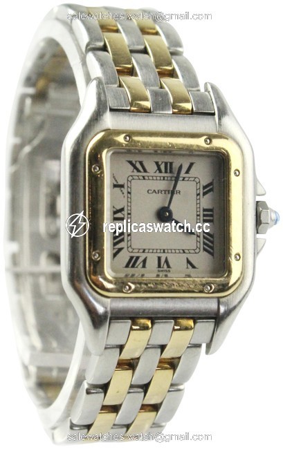 Cartier Silver and Gold Panthere Watch Cartier Silver and Gold Panthere Watch