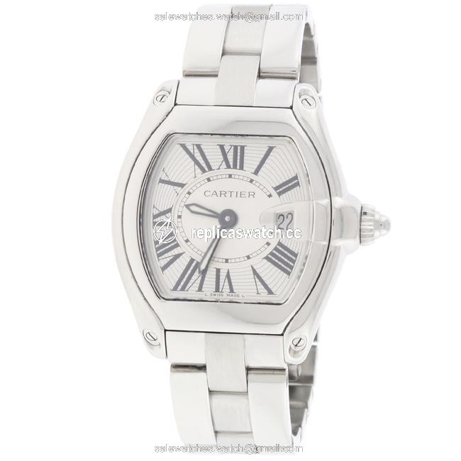 Cartier Roman Box Roadster Ladies Small Silver 30mm Steel W62016v3 Box/Papers Watch Cartier Roman Box Roadster Ladies Small Silver 30mm Steel W62016v3 Box/Papers Watch