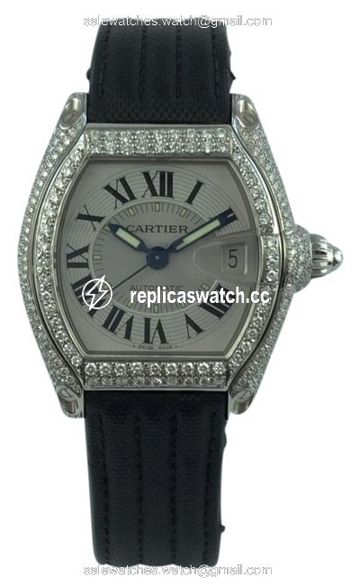 Cartier Stainless Steel Roadster with Diamond Bezel Watch Cartier Stainless Steel Roadster with Diamond Bezel Watch