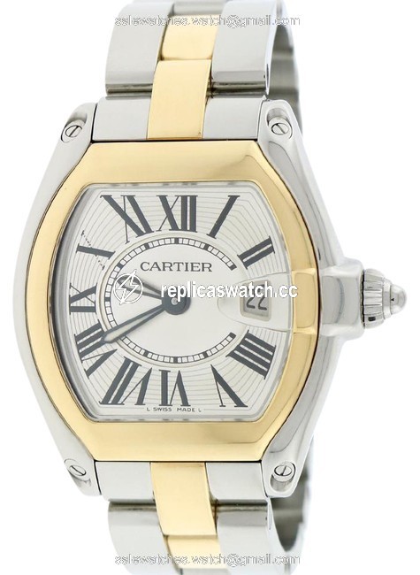Cartier Roman Roadster Ladies Small Gold/Steel Dial W62026y4 B&p Watch Cartier Roman Roadster Ladies Small Gold/Steel Dial W62026y4 B&p Watch