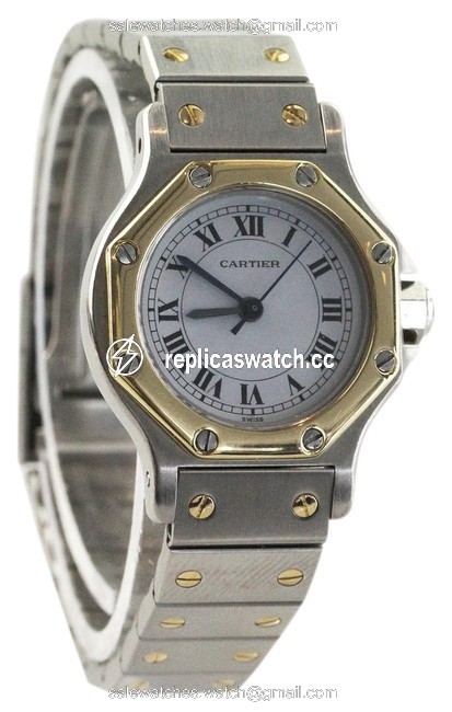 Cartier Silver Santos Octagon Watch Cartier Silver Santos Octagon Watch