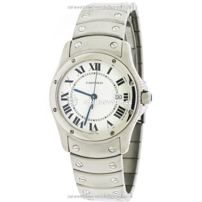 Cartier Stainless Steel Santos Ronde 30mm Ladies W20027k1 Watch Cartier Stainless Steel Santos Ronde 30mm Ladies W20027k1 Watch