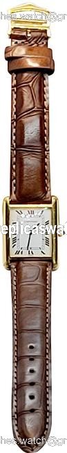Cartier Gold Brown Swiss Tank Ladies Vintage Watch Cartier Gold Brown Swiss Tank Ladies Vintage Watch