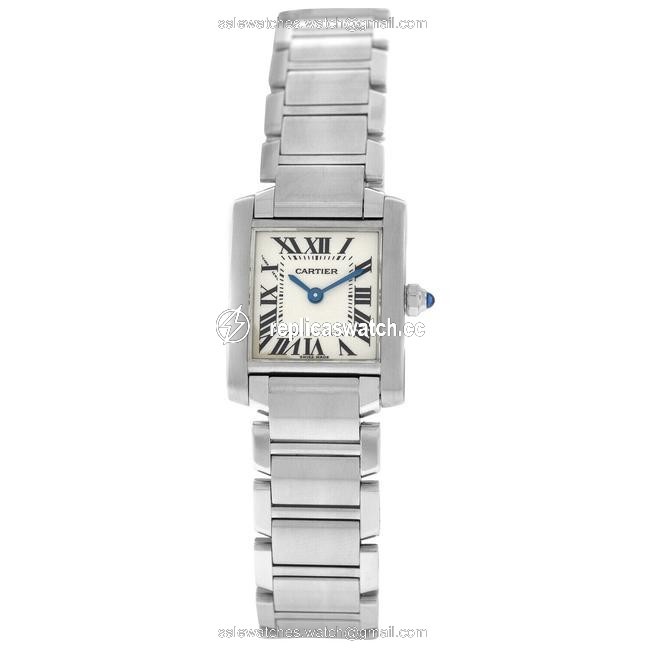 Cartier Silver Tank Francaise 2384 Ladies Stainless Steel Quartz 20mm Diamond Watch Cartier Silver Tank Francaise 2384 Ladies Stainless Steel Quartz 20mm Diamond Watch