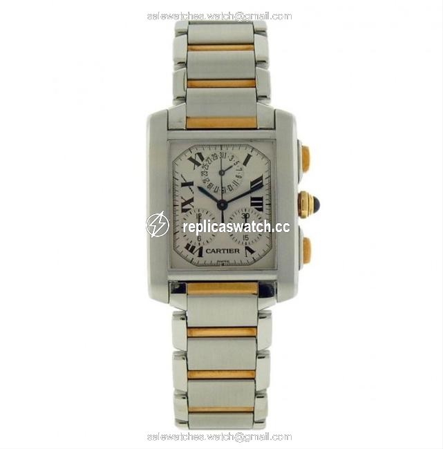 Cartier Off White Tank Francaise Chronograph 2303 W51004q4 Steel Gold Unisex Wat Watch Cartier Off White Tank Francaise Chronograph 2303 W51004q4 Steel Gold Unisex Wat Watch