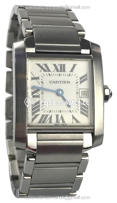 Cartier White Tank Francaise Midsize Stainless Steel Watch Cartier White Tank Francaise Midsize Stainless Steel Watch