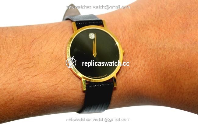 Movado Yellow Gold Mens Swiss Quartz Leather Band Watch Movado Yellow Gold Mens Swiss Quartz Leather Band Watch