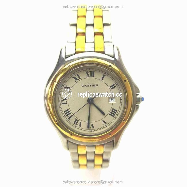 Cartier Silver 33mm Two Tone Panthere Cougar 858548 Watch Cartier Silver 33mm Two Tone Panthere Cougar 858548 Watch