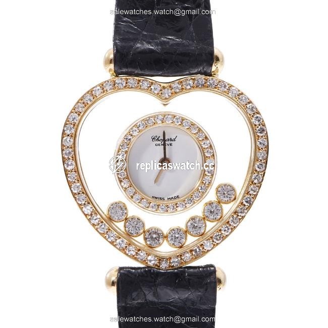 Chopard White Diamonds 18k Yellow Gold Happy Diamond Heart Quartz Womens Wristwatch 25 Mm Watch Chopard White Diamonds 18k Yellow Gold Happy Diamond Heart Quartz Womens Wristwatch 25 Mm Watch