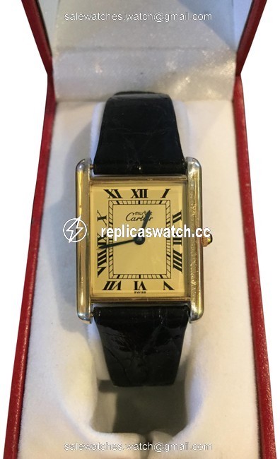 Cartier Gold Ivory Classic Tank De Must Unisex Quartz Watch Cartier Gold Ivory Classic Tank De Must Unisex Quartz Watch