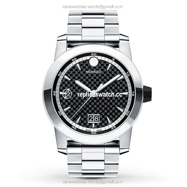 Movado Silver Vizio Stainless Black Dial Mens Swiss Quartz 0607050 Watch Movado Silver Vizio Stainless Black Dial Mens Swiss Quartz 0607050 Watch