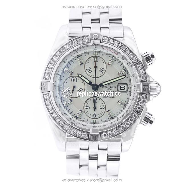 Breitling Stainless Steel Chronomat Evolution with Diamonds Watch Breitling Stainless Steel Chronomat Evolution with Diamonds Watch