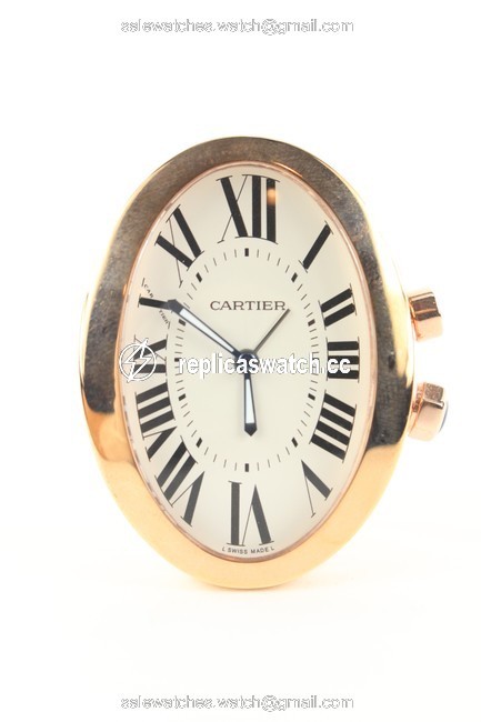 Cartier Gold Ref 3111 18k Rose Plated Baignoiretravel Alarm Clock 147ct2 Watch Cartier Gold Ref 3111 18k Rose Plated Baignoiretravel Alarm Clock 147ct2 Watch