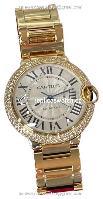 Cartier Gold Ballon Bleu 36mm 18k Yellow Diamond Bezel We9007z3 Watch Cartier Gold Ballon Bleu 36mm 18k Yellow Diamond Bezel We9007z3 Watch