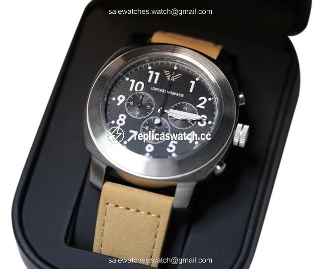 Emporio Armani Black and Light Brown Leather Mens Ar6060 Watch Emporio Armani Black and Light Brown Leather Mens Ar6060 Watch