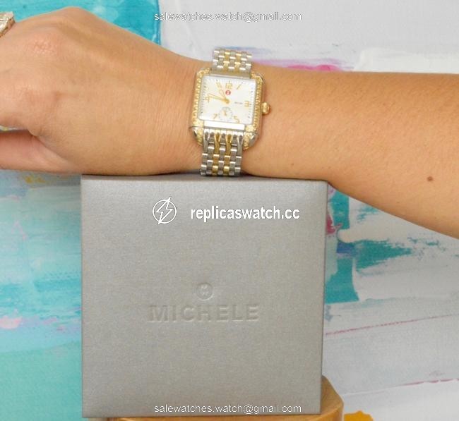 Michele Silver White Mother Of Pearl with Diamonds Milou Watch Michele Silver White Mother Of Pearl with Diamonds Milou Watch