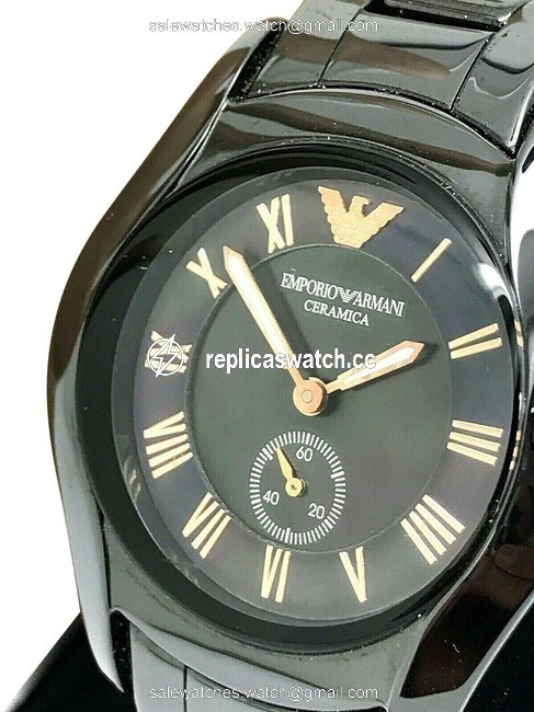 Emporio Armani Black Womens Ceramic Mop Dial Rose Gold Ar1412 Watch Emporio Armani Black Womens Ceramic Mop Dial Rose Gold Ar1412 Watch