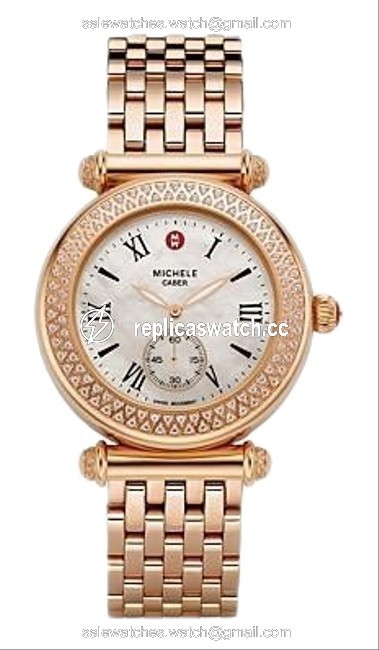 Michele Rose Gold Diamond Bezel caber Watch Michele Rose Gold Diamond Bezel caber Watch