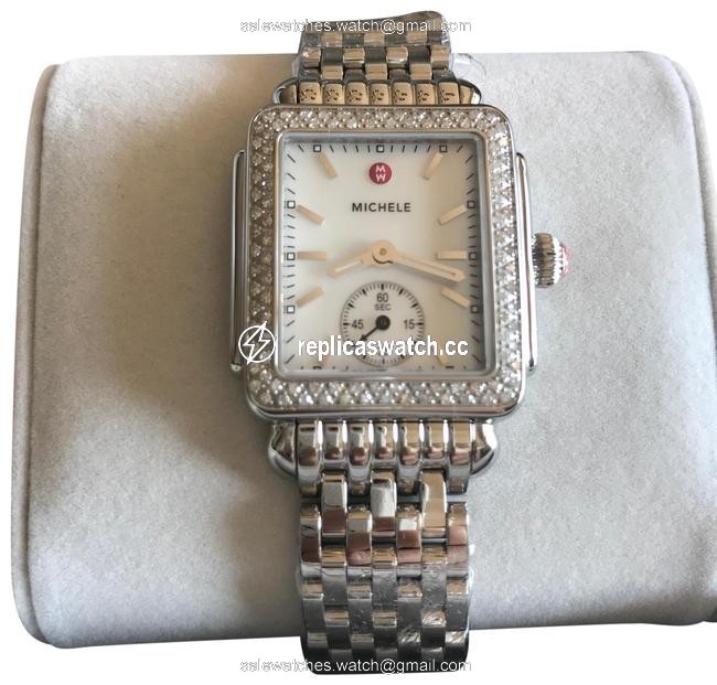 Michele Stainless Diamond Deco Watch Michele Stainless Diamond Deco Watch