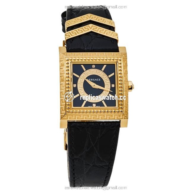 Versace Black Yellow Gold Plates Stainless Steel Diamond Vd25 Vqf020015 Womens Wristwatch 30 Mm Watch Versace Black Yellow Gold Plates Stainless Steel Diamond Vd25 Vqf020015 Womens Wristwatch 30 Mm Watch