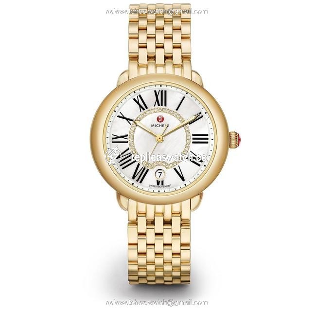 Michele Gold Serein Mid Mother Of Pearl Diamond Dial Mww21b000017 Watch Michele Gold Serein Mid Mother Of Pearl Diamond Dial Mww21b000017 Watch