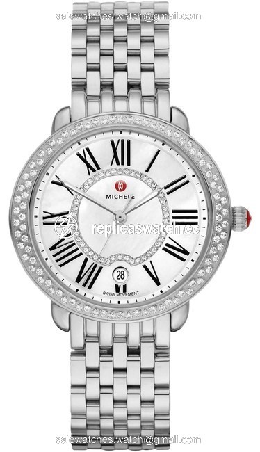 Michele Silver Serein 16 Mid Stainless Mother Of Pearl Diamond Dial Mww21b000030 Watch Michele Silver Serein 16 Mid Stainless Mother Of Pearl Diamond Dial Mww21b000030 Watch