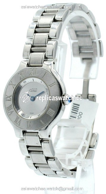 Cartier Silver Must De 21 Steel Round Dress Ref: 1340 Watch Cartier Silver Must De 21 Steel Round Dress Ref: 1340 Watch