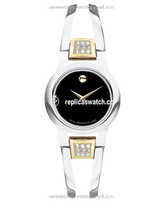 Movado Silver Two Tone Stainless Bangle Amorosa 0606894 Diamond Watch Movado Silver Two Tone Stainless Bangle Amorosa 0606894 Diamond Watch
