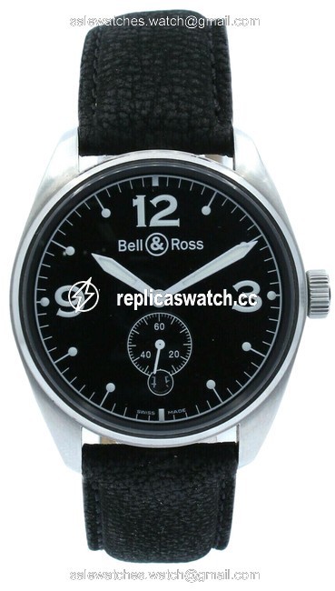 Bell & Ross Black Vintage 123 Stainless Steel 38mm Mens Watch Bell & Ross Black Vintage 123 Stainless Steel 38mm Mens Watch