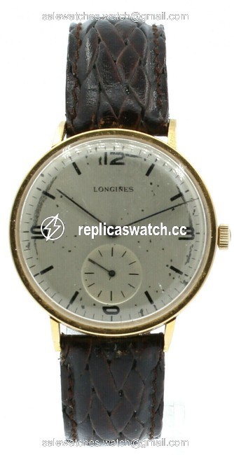 Longines Gold Vintage 18k Yellow Round Manual Wind 35mm Mens Watch Longines Gold Vintage 18k Yellow Round Manual Wind 35mm Mens Watch