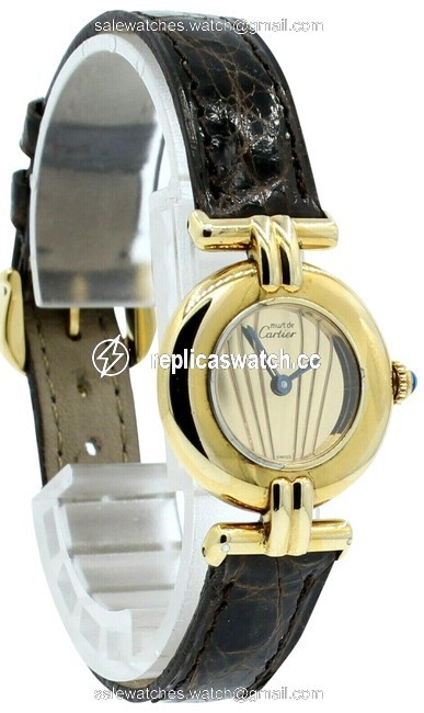 Cartier Gold Ladies Must De Vermeil Sterling Silver Round Watch Cartier Gold Ladies Must De Vermeil Sterling Silver Round Watch
