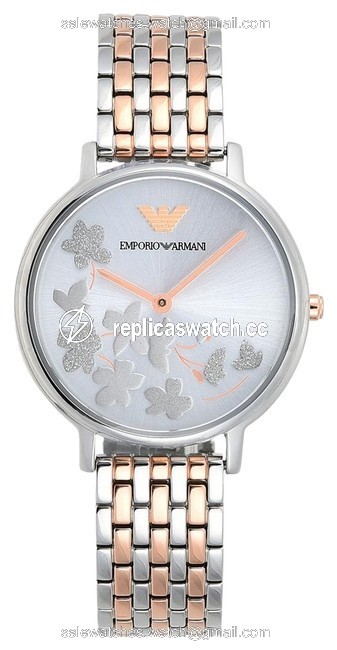 Emporio Armani Silver / Rose Gold Kappa Dial Bracelet 32mm Womens Watch Emporio Armani Silver / Rose Gold Kappa Dial Bracelet 32mm Womens Watch