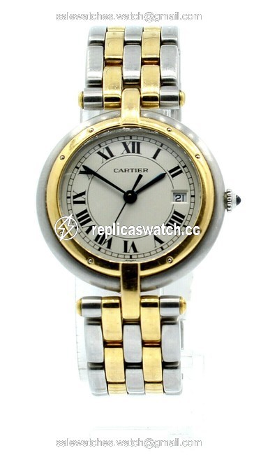 Cartier Gold Roman Ladies Panther Panthere 18k Stainless Steel Round Watch Cartier Gold Roman Ladies Panther Panthere 18k Stainless Steel Round Watch
