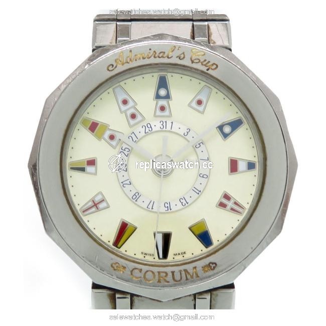 Corum Admirals Cup Quartz 263.810.20 Ss Ivory 0109corum Mens Watch Corum Admirals Cup Quartz 263.810.20 Ss Ivory 0109corum Mens Watch