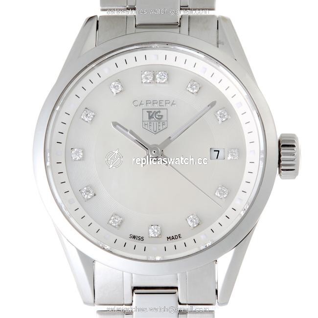 TAG Heuer Carrera Ladies Wv1411 Stainless Steel White Shell 13p Diamond Dial Dh50187 Watch TAG Heuer Carrera Ladies Wv1411 Stainless Steel White Shell 13p Diamond Dial Dh50187 Watch