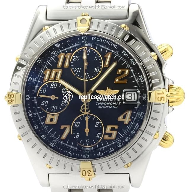 Breitling Chronomat Stainless Steel Yellow Gold (18k) Mens Sports B13350 Watch Breitling Chronomat Stainless Steel Yellow Gold (18k) Mens Sports B13350 Watch