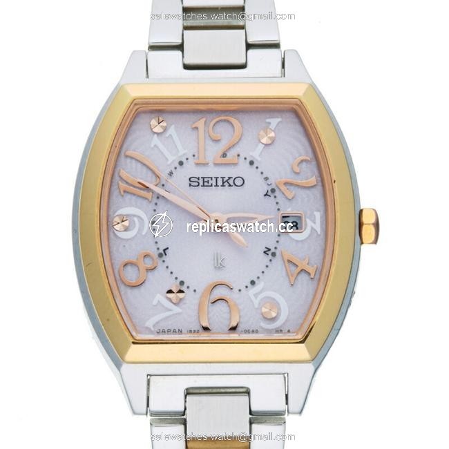Seiko Lucia Ladies Ssvw048 (1b22-0bb0) Stainless Steel Pink Arabian Dial Watch Seiko Lucia Ladies Ssvw048 (1b22-0bb0) Stainless Steel Pink Arabian Dial Watch