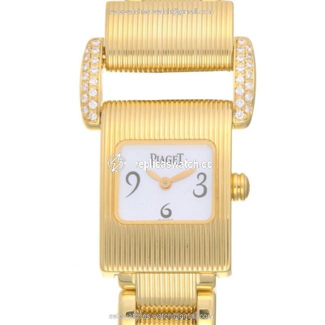 Piaget Miss Protocol Diamond Ladies 5222 750 Yellow Gold White Shell Arabian Dial Watch Piaget Miss Protocol Diamond Ladies 5222 750 Yellow Gold White Shell Arabian Dial Watch