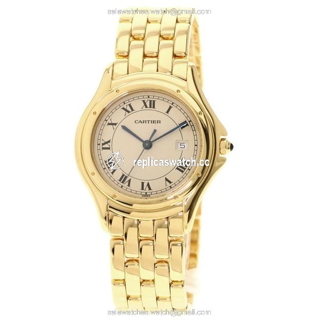 Cartier Panther Cougar Lm K18 Yellow Gold Mens Watch Cartier Panther Cougar Lm K18 Yellow Gold Mens Watch