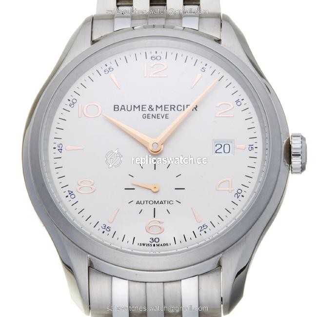 Baume & Mercier Mersche Clifton Mens 65717 Moa10141 Stainless Steel Silver Arabian Dial Watch Baume & Mercier Mersche Clifton Mens 65717 Moa10141 Stainless Steel Silver Arabian Dial Watch