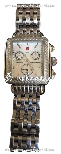 Michele Stainless Steel Deco Diamond Watch Michele Stainless Steel Deco Diamond Watch